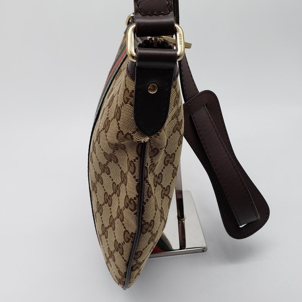 Authentic Gucci Ophidia GG Supreme Crossbody/Web Stripe Canvas Shoulder Bag - Picture 4 of 16